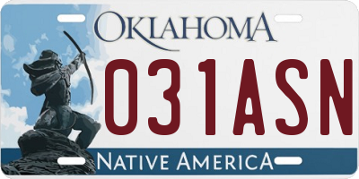 OK license plate 031ASN