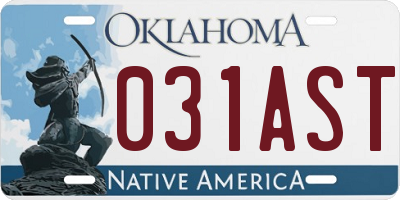 OK license plate 031AST