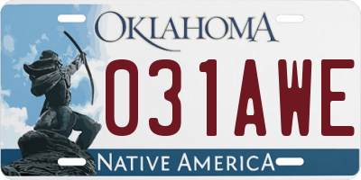 OK license plate 031AWE