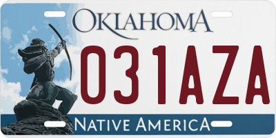OK license plate 031AZA