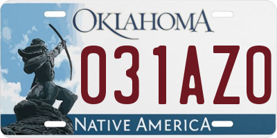 OK license plate 031AZO