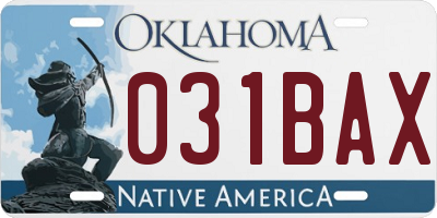 OK license plate 031BAX