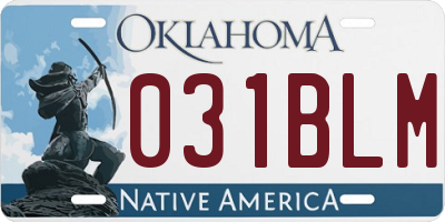 OK license plate 031BLM