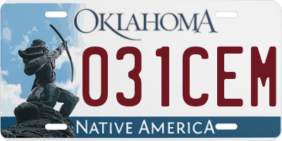 OK license plate 031CEM