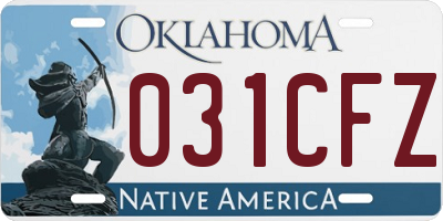 OK license plate 031CFZ