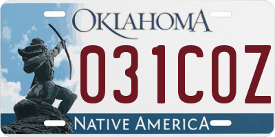 OK license plate 031COZ