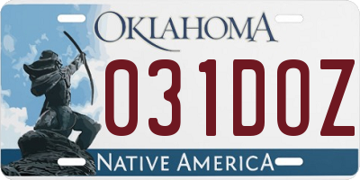 OK license plate 031DOZ