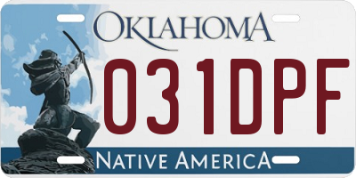 OK license plate 031DPF