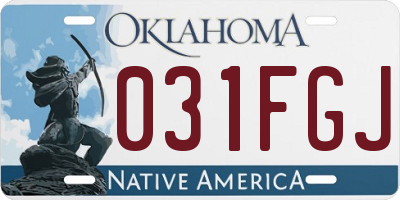 OK license plate 031FGJ
