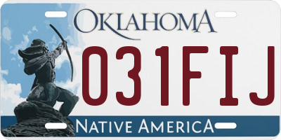 OK license plate 031FIJ