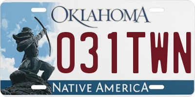 OK license plate 031TWN