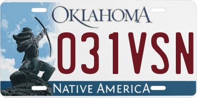 OK license plate 031VSN
