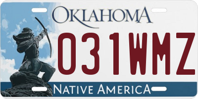OK license plate 031WMZ