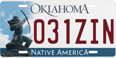 OK license plate 031ZIN