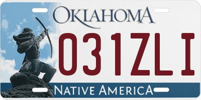 OK license plate 031ZLI