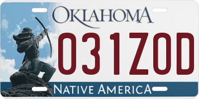 OK license plate 031ZOD