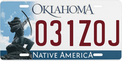 OK license plate 031ZOJ