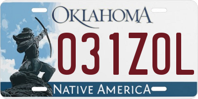 OK license plate 031ZOL