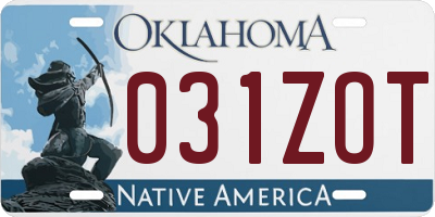 OK license plate 031ZOT
