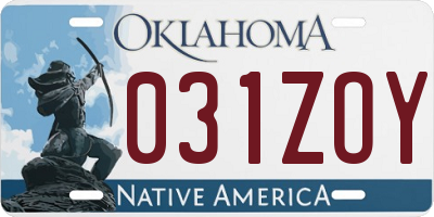 OK license plate 031ZOY