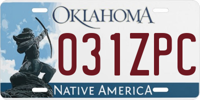 OK license plate 031ZPC