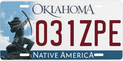 OK license plate 031ZPE