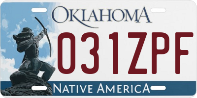 OK license plate 031ZPF