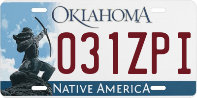 OK license plate 031ZPI