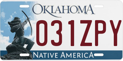 OK license plate 031ZPY