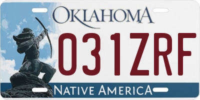 OK license plate 031ZRF