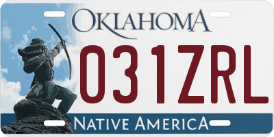 OK license plate 031ZRL