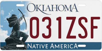 OK license plate 031ZSF
