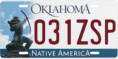 OK license plate 031ZSP