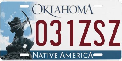 OK license plate 031ZSZ