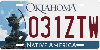 OK license plate 031ZTW