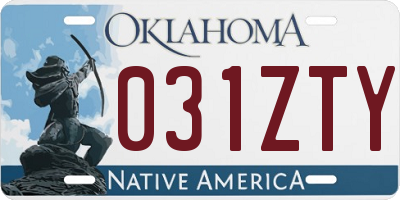 OK license plate 031ZTY