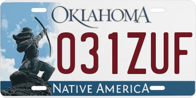 OK license plate 031ZUF