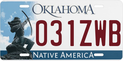 OK license plate 031ZWB