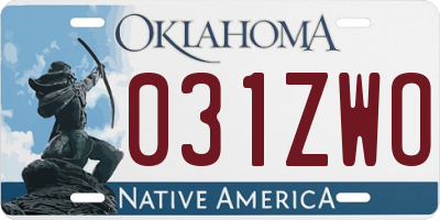 OK license plate 031ZWO
