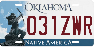 OK license plate 031ZWR