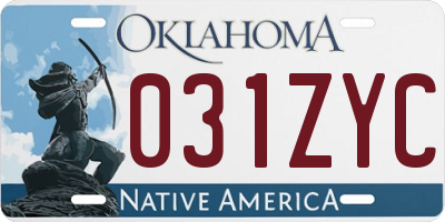 OK license plate 031ZYC