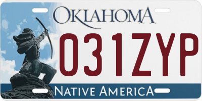 OK license plate 031ZYP