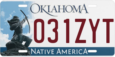OK license plate 031ZYT