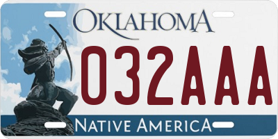 OK license plate 032AAA