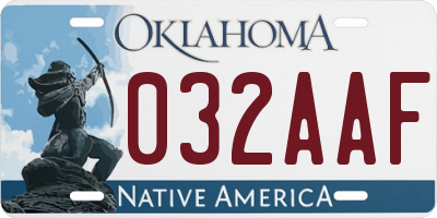 OK license plate 032AAF