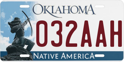 OK license plate 032AAH