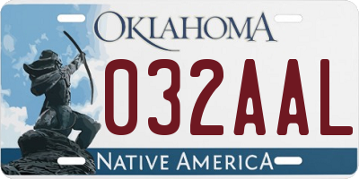 OK license plate 032AAL