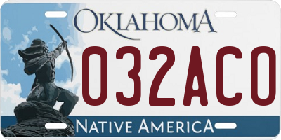 OK license plate 032ACO