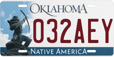 OK license plate 032AEY