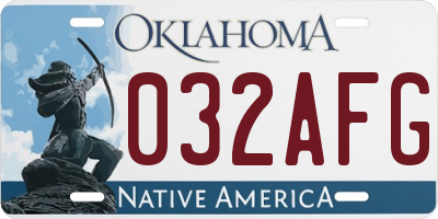OK license plate 032AFG